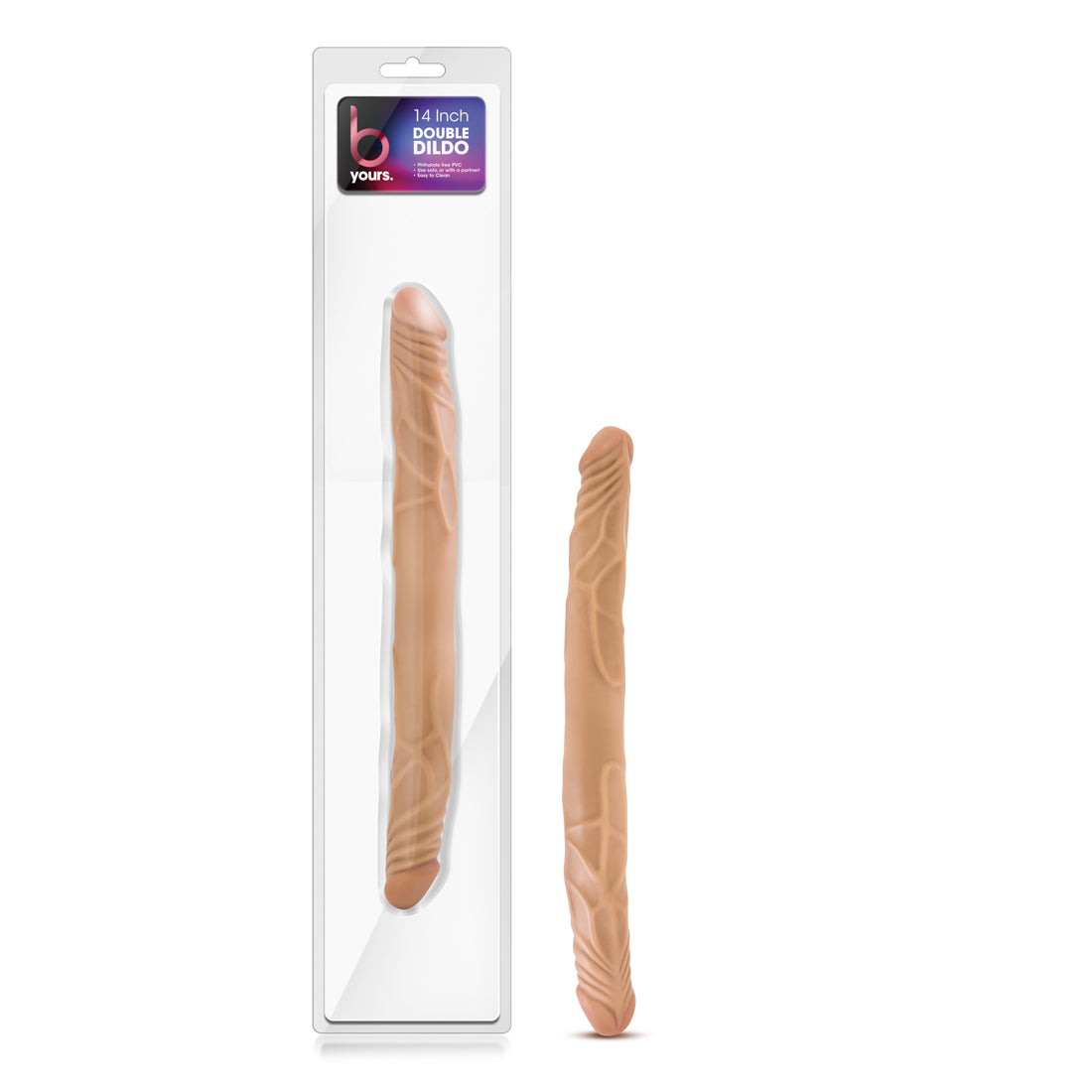 B Yours 14 Inch Double Dildo - Realistic Flexible Design - Brown