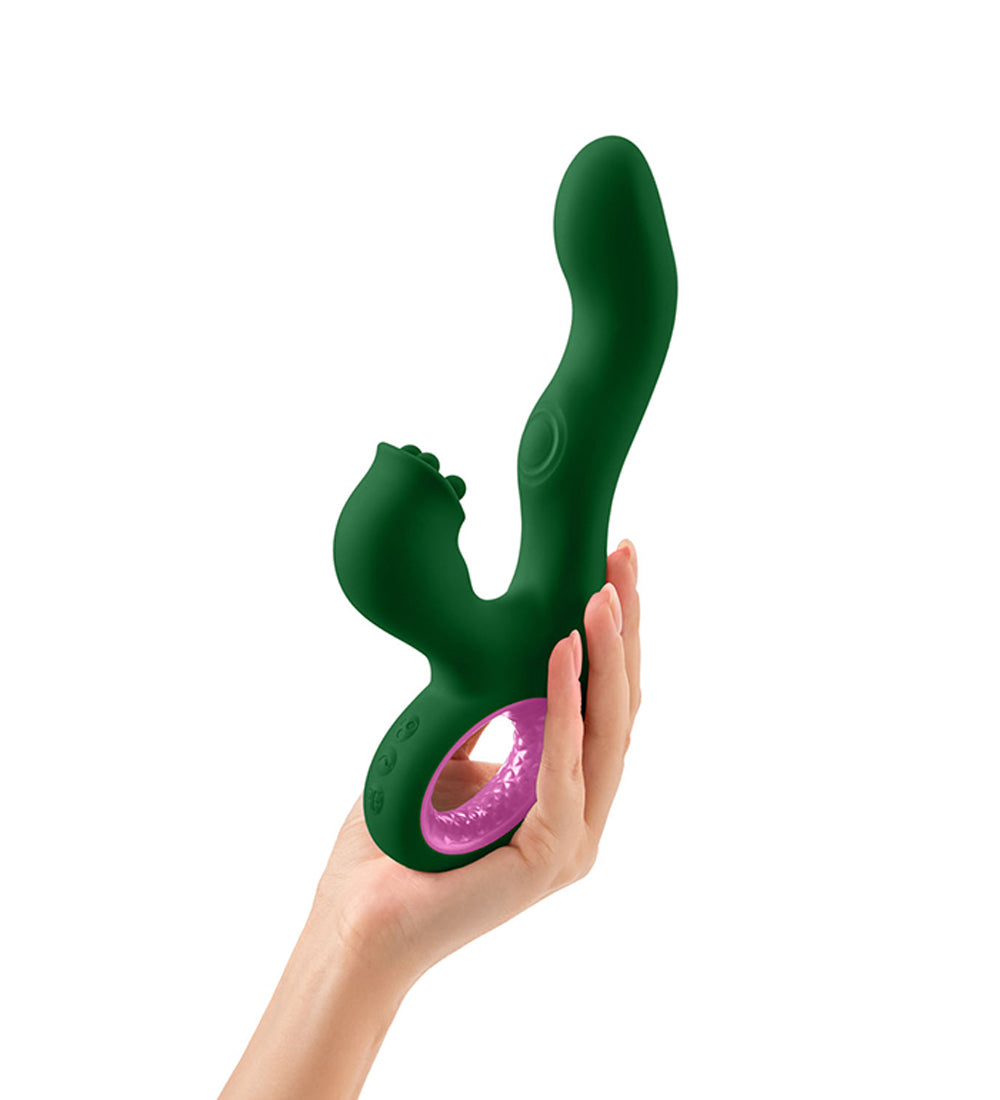 Pallina Triple-Action Rabbit Vibrator - Green with Multi-Function and Waterproof Features
