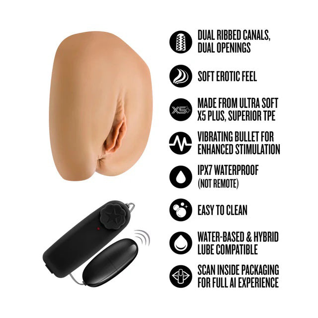 Enlust Camila Life-Sized Masturbator with Dual Openings and Vibrating Bullet - Beige