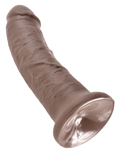 King Cock 8-Inch Dildo with Realistic Design and Suction Cup Base - Brown