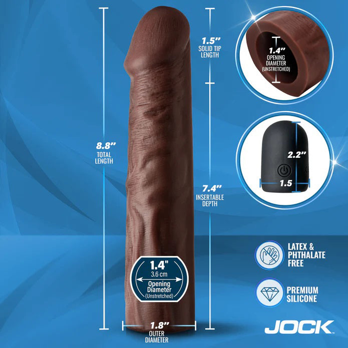 Curve Toys Jock Vibrating Penis Extension Sleeve with Remote - Dark