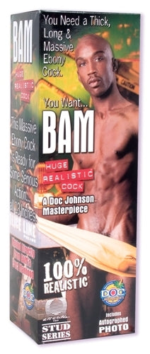 Doc Johnson Bam Huge 13 Inch Realistic Cock with Removable Vac-U-Lock Suction Cup - Black