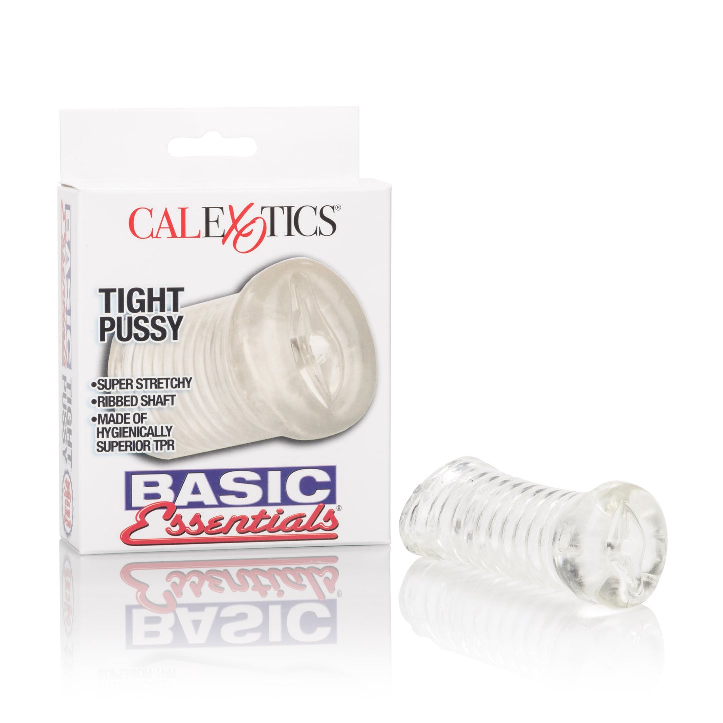 CalExotics Basic Essential Pussy Masturbator with Ribbed Shaft - Clear