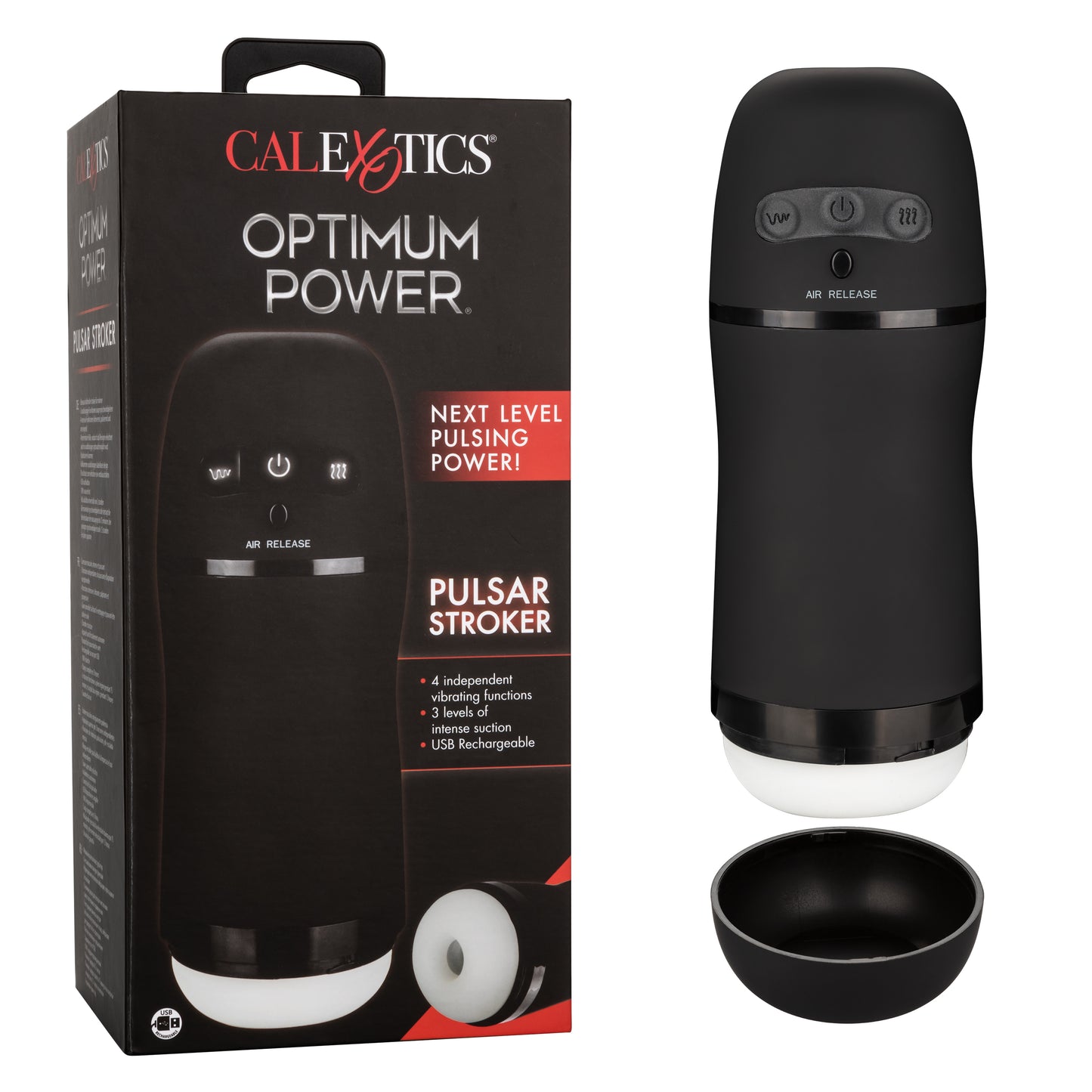 CalExotics Optimum Power Pulsar Stroker – Black – Vibrating Male Masturbator