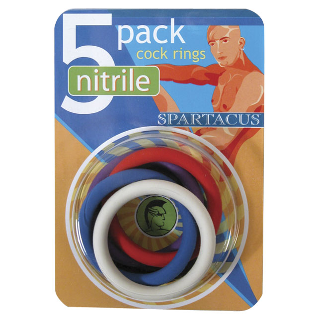 Spartacus Nitrile Cock Rings – Assorted Colors – 5 Pack
