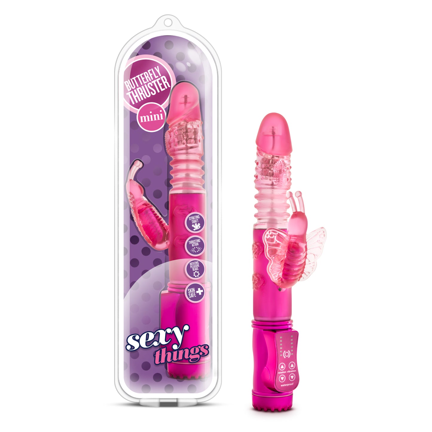 Blush Sexy Things Butterfly Thruster Mini – Fuchsia – Multi-Function Vibrating Toy