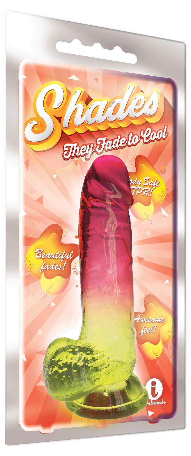 Icon Brands Shades 8 Inch Gradient Dong – Realistic Suction Cup – Pink and Yellow