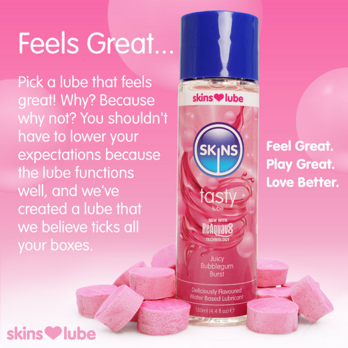 Skins Bubblegum Water Based Lubricant 4.4oz – Fruity Flavor, Latex Friendly