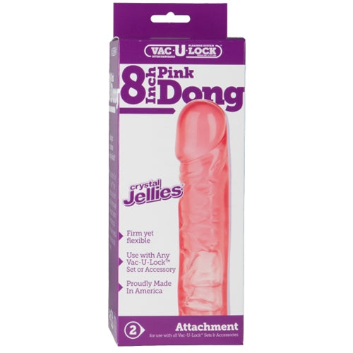 Doc Johnson Vac-U-Lock 8 Inch Crystal Jellies Dong – Pink