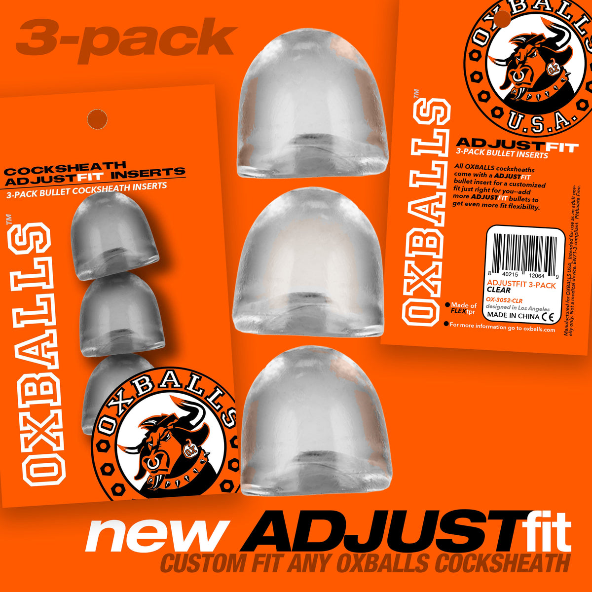 Oxballs Adjustfit 3 Pack Cocksheath Inserts – Clear