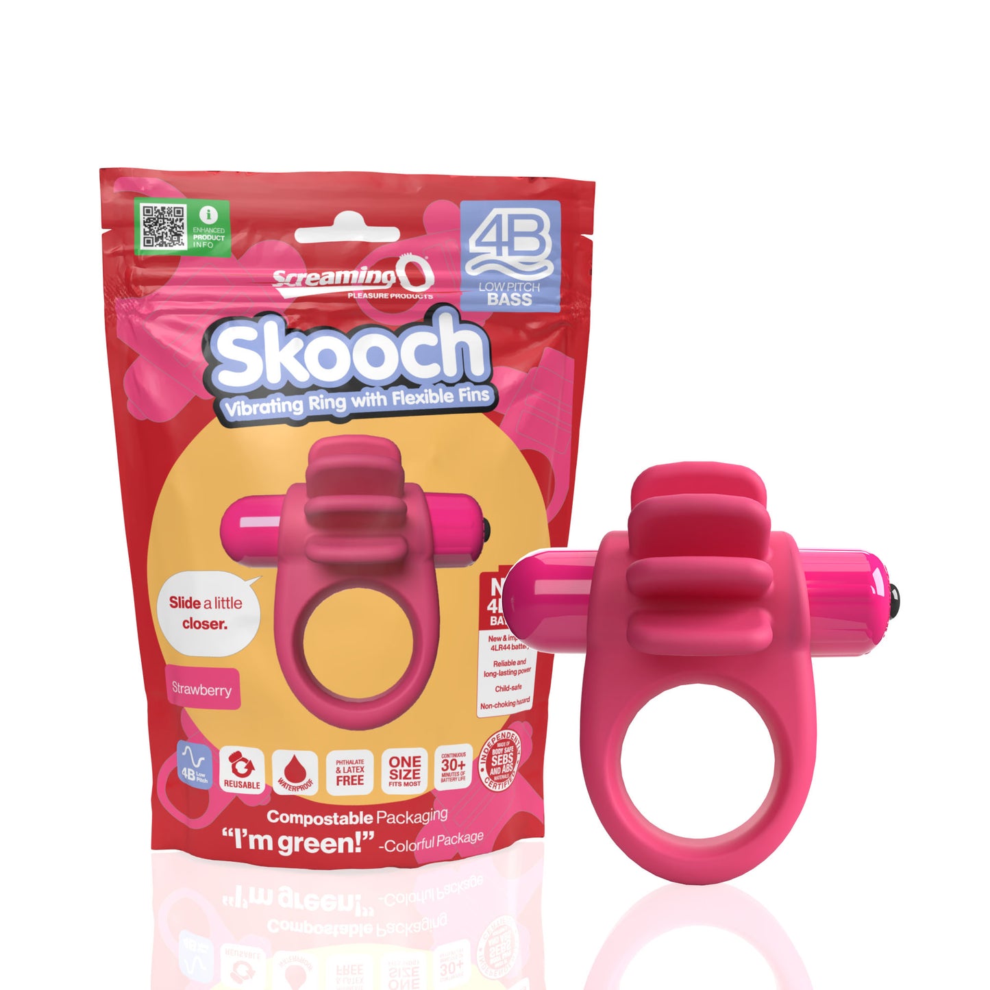 Screaming O 4B Skooch Vibrating Cock Ring – Red