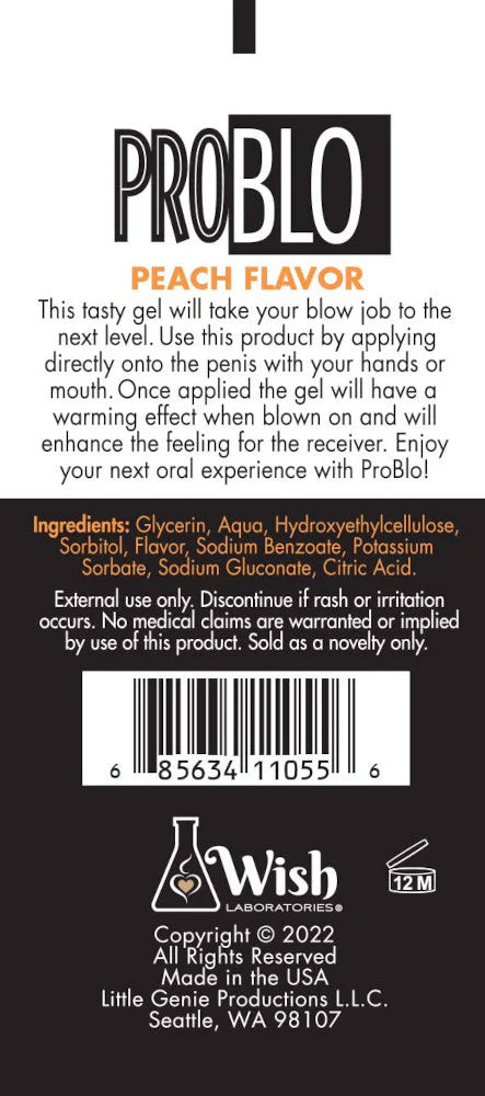 Problow Oral Pleasure Gel - Peach - Warming Effect