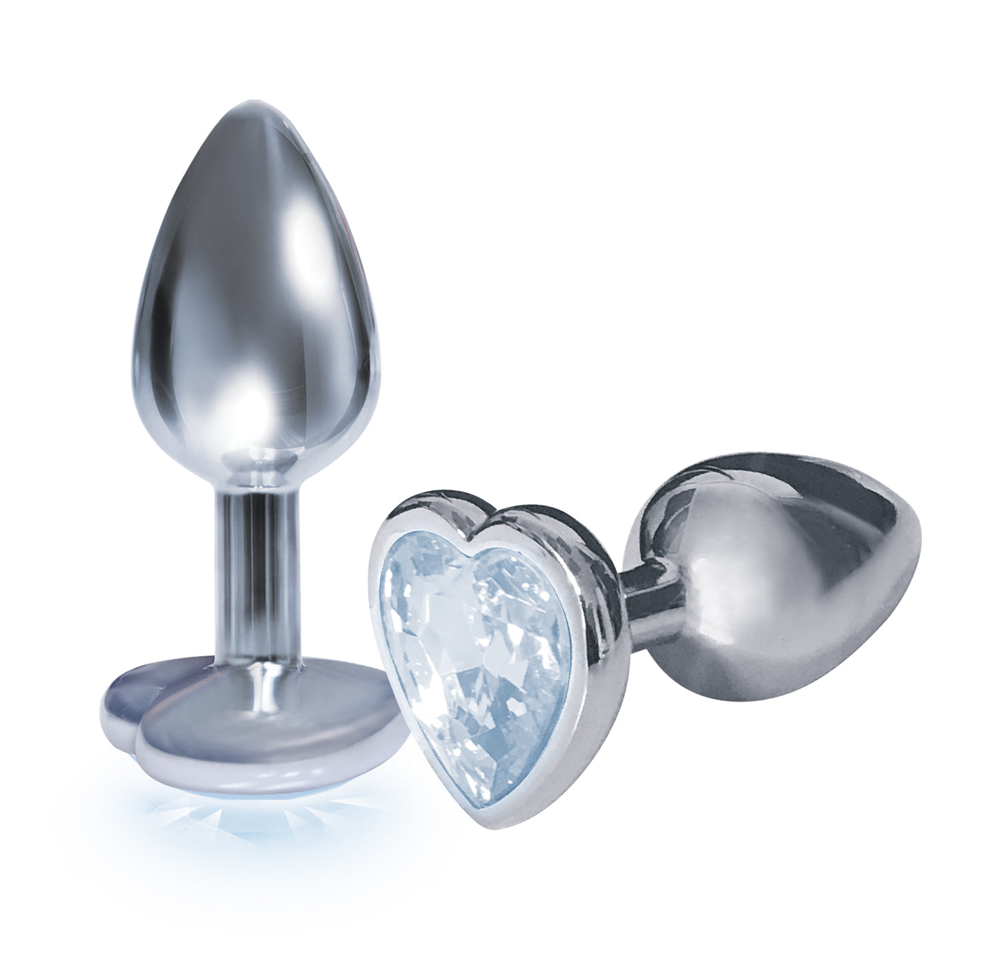 Icon Brands Silver Starter Heart Bejeweled Stainless Steel Butt Plug – Clear/Silver