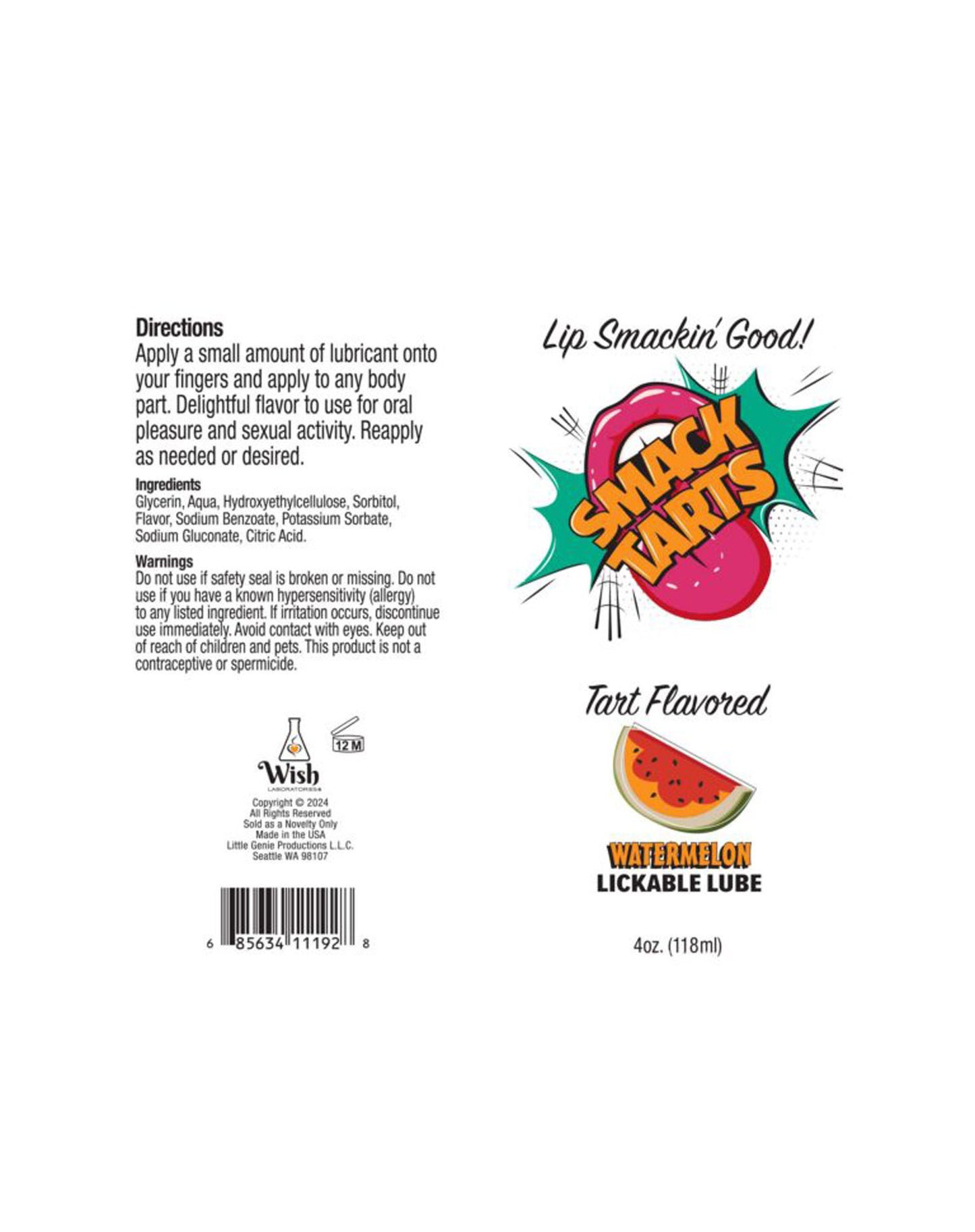 Little Genie Smack Tarts Lickable Flavored Lubricant - Watermelon - 4oz