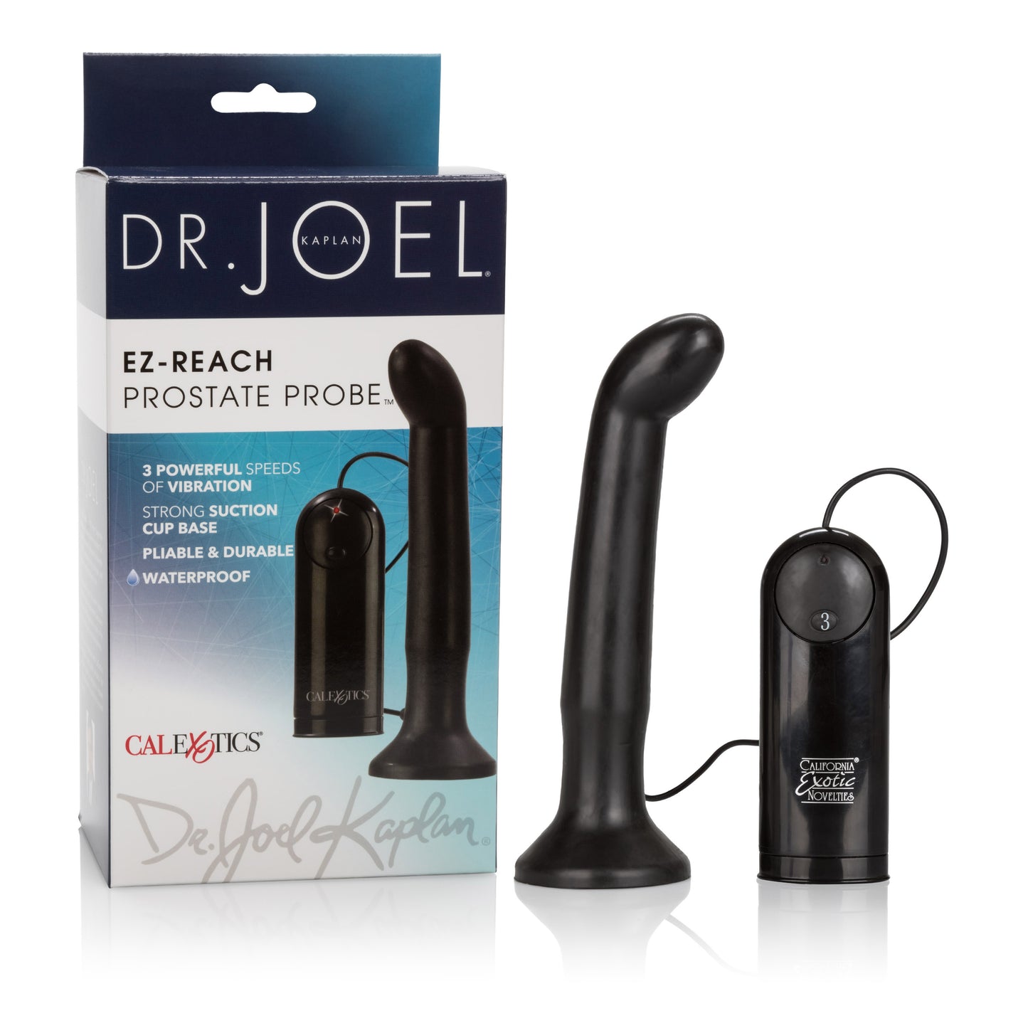 CalExotics Ez Reach Prostate Probe – Black – Vibrating Probe with Suction Cup Base