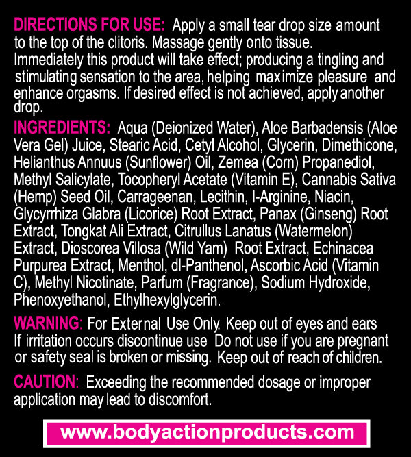Body Action Hempleasure for Women Arousal Cream 0.5 Oz – Infused with Hemp Seed Oil