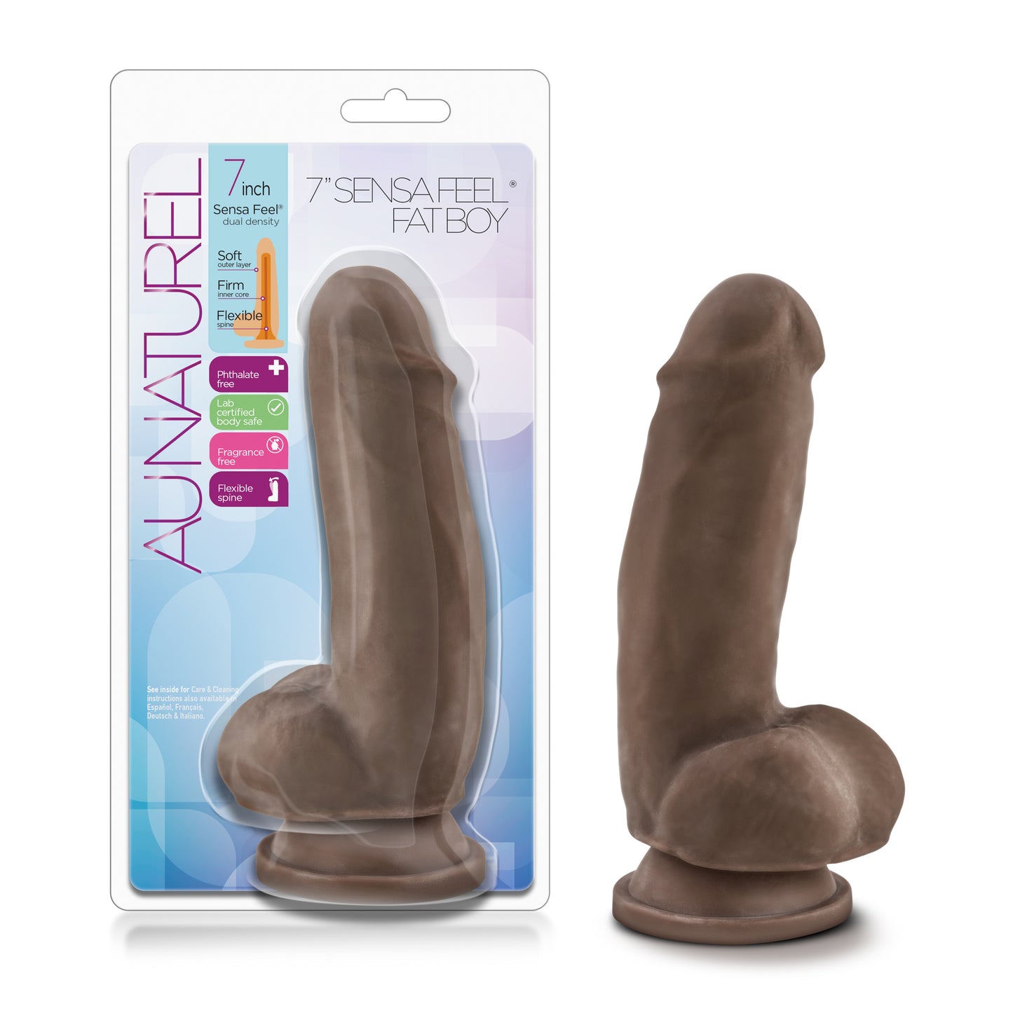 Blush Au Naturel 7 Inch Sensa Feel Fat Boy Dildo - Chocolate