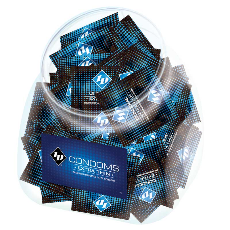 ID Extra Thin Condoms - Ultra-Smooth Latex - Clear - Jar of 144