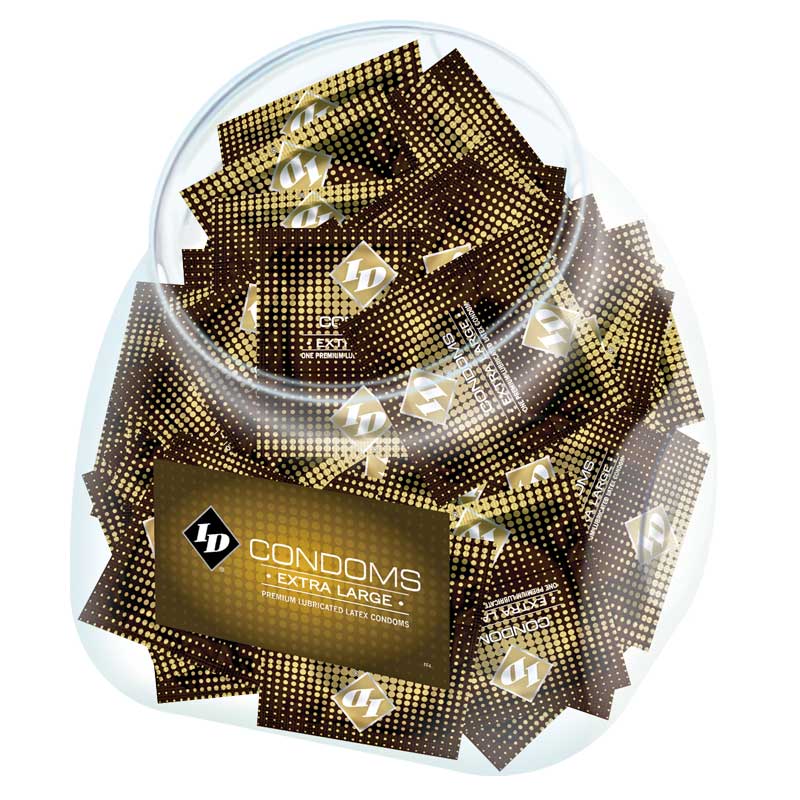 ID Extra Large Condom Jar – 144 Lubricated Latex Condoms – Clear