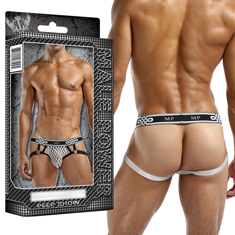 Male Power Peep Show Jock Ring – Large Xtra-Large – White