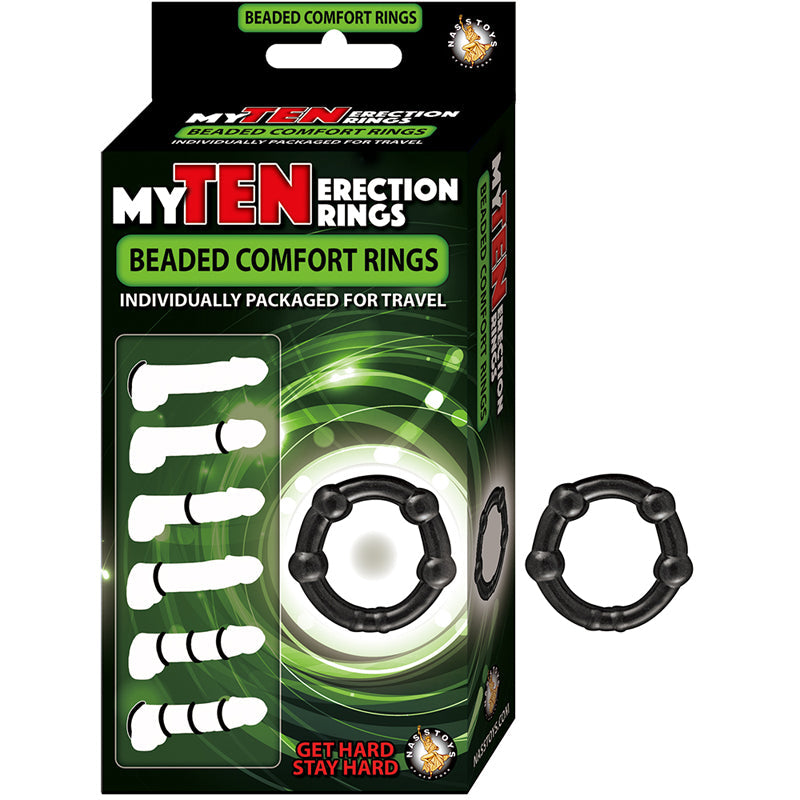 Nasstoys My Ten Erection Rings Beaded Comfort Rings - Black