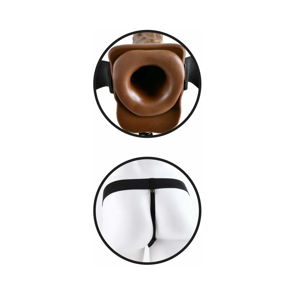 Pipedream Fetish Fantasy Series 7 in. Hollow Strap-On Dildo with Balls – Brown/Black