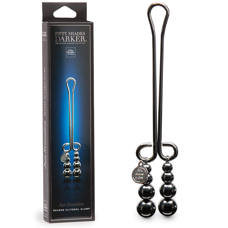 Fifty Shades Darker Just Sensation Beaded Clitoral Clamp - Silver