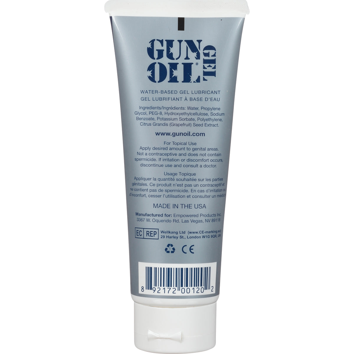 Gun Oil H20 Gel - Water-Based Lubricant for Anal and Toy Play - 3.3 Oz
