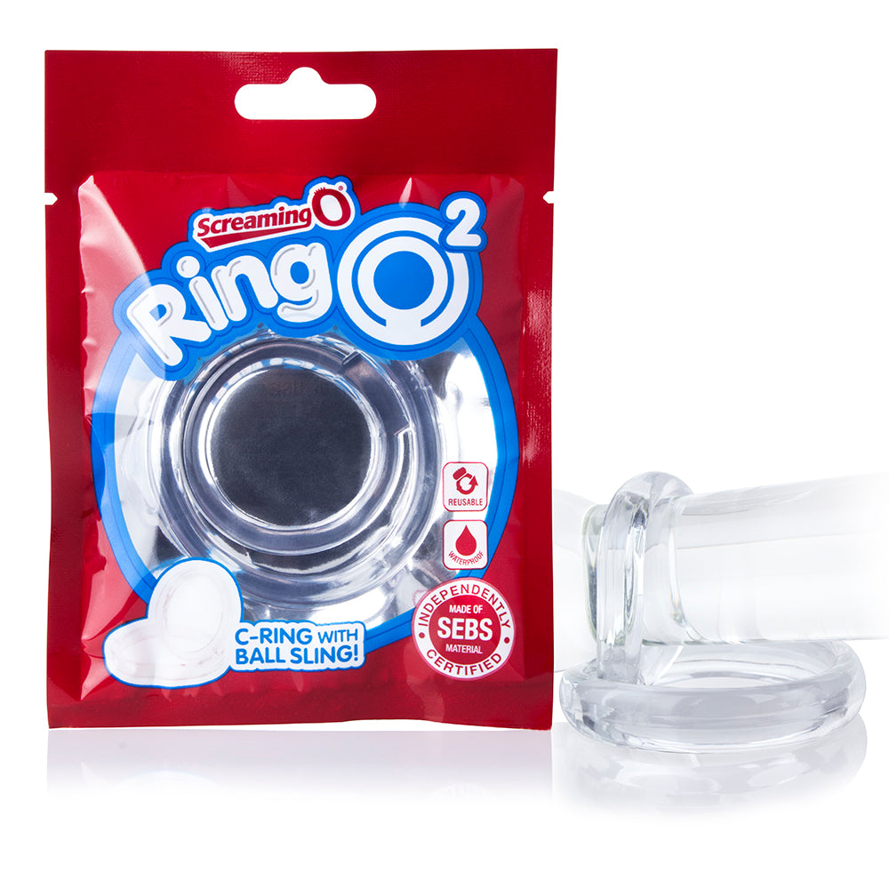 Screaming O RingO 2 Double Erection Ring with Testicle Support - Clear