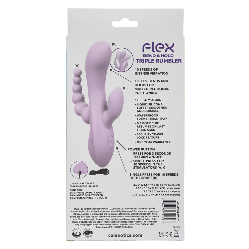 CalExotics Flex Bend & Hold Triple Rumbler Massager – Purple