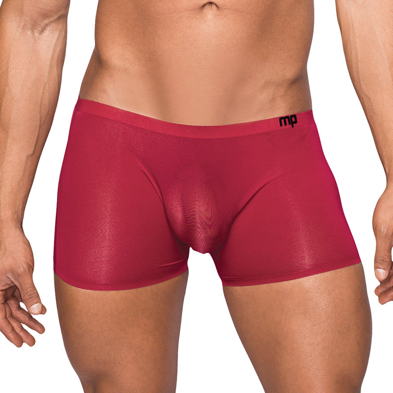 Male Power Seamless Sleek Short with Sheer Pouch – Wine – Medium