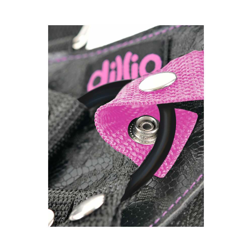 Dillio Adjustable Strap-On Suspender Harness Set with 7 in. Dildo – Pink