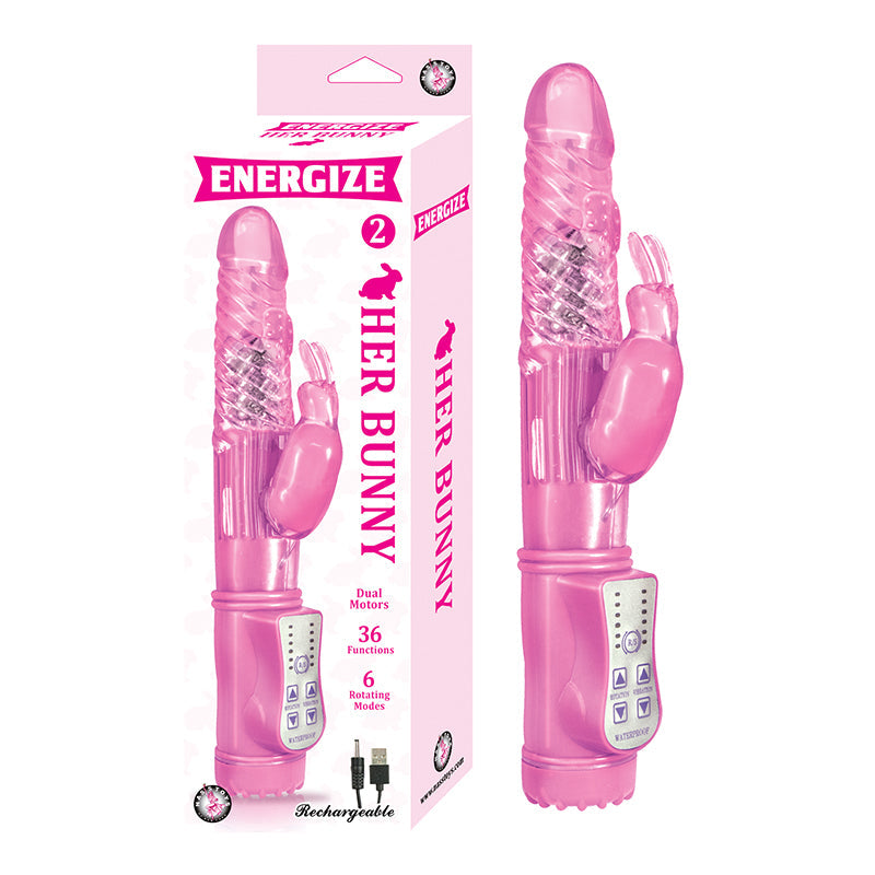 Nasstoys Energize Her Bunny 2 Rechargeable Rabbit Vibrator with Dual Motors and Waterproof Design - Light Pink