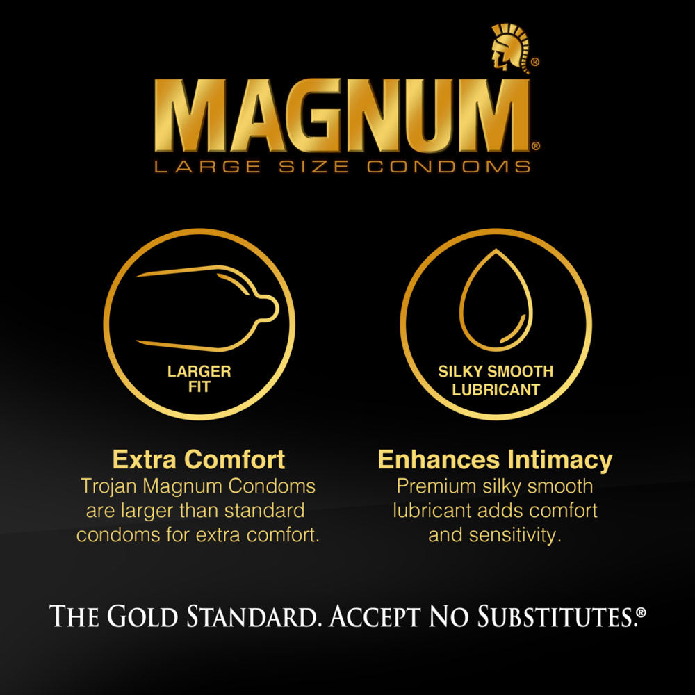 Trojan Magnum Large Size Lubricated Condoms - Extra Comfort