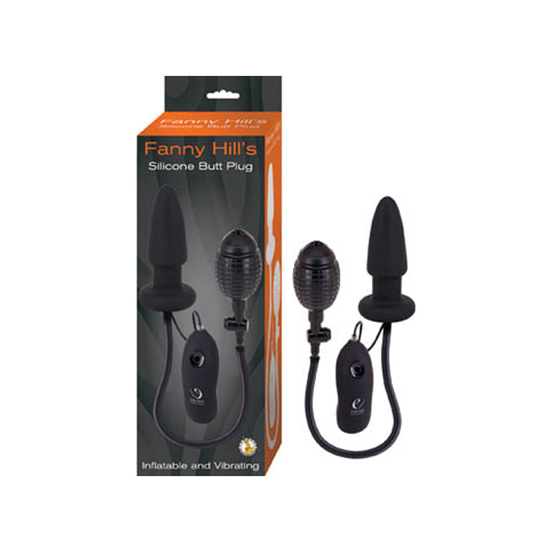 Fanny Hills Silicone Butt Plug - Inflatable and Vibrating - Black