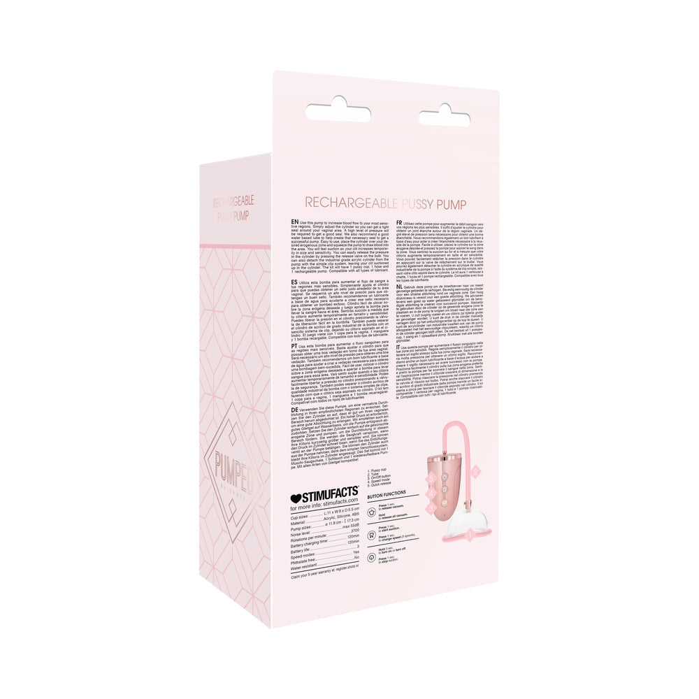 Pumped Rechargeable 3-Speed Pussy Pump - Pink