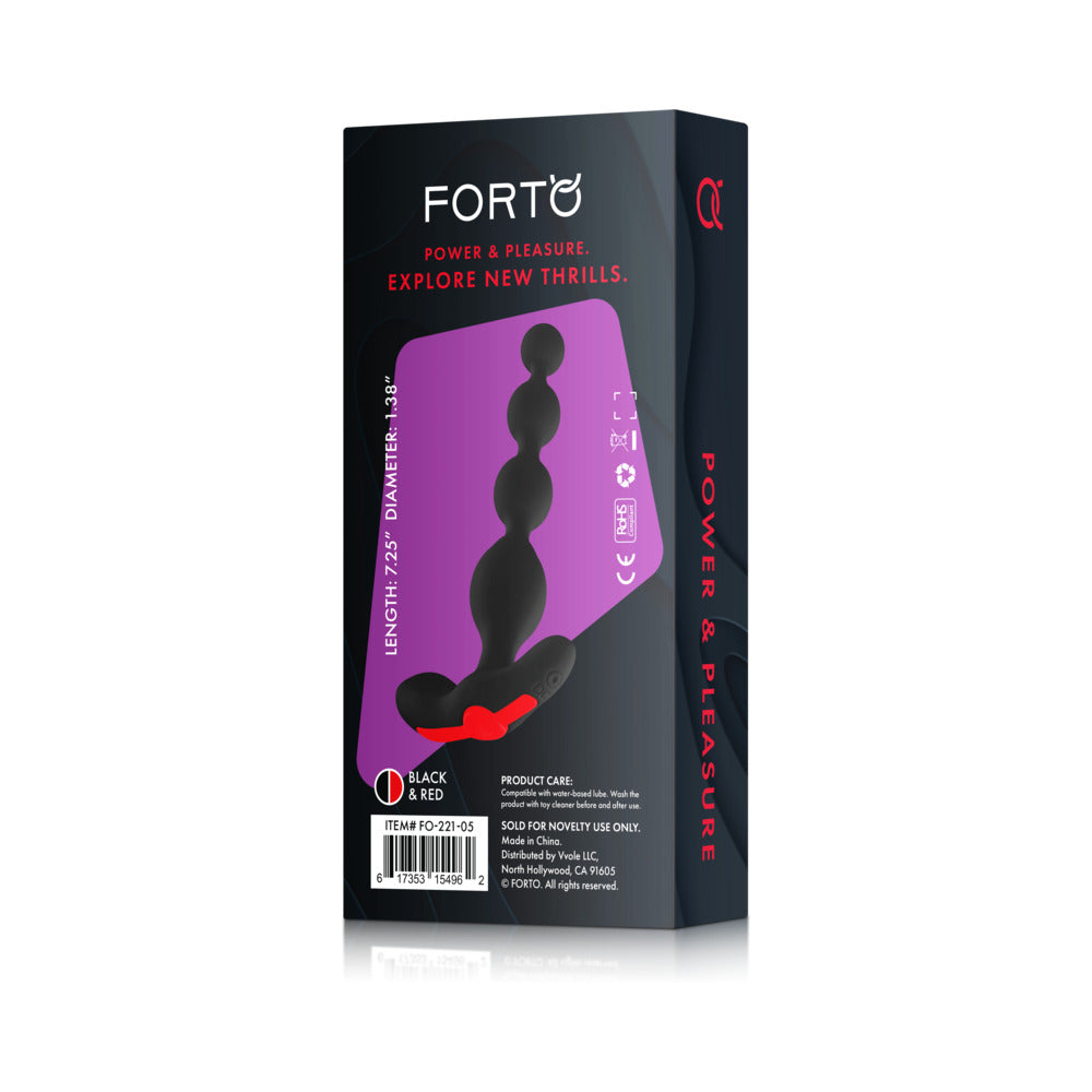 Forto Vibrating Anal Beads – Rechargeable Silicone Plug – Black