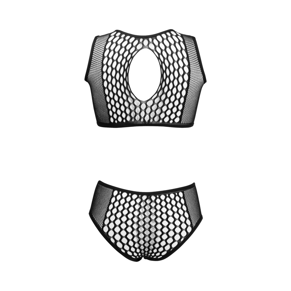 Le Desir Duo Key Hole Bra Set – Black – Two-Piece Set with Crop Top and High-Waisted Bottoms
