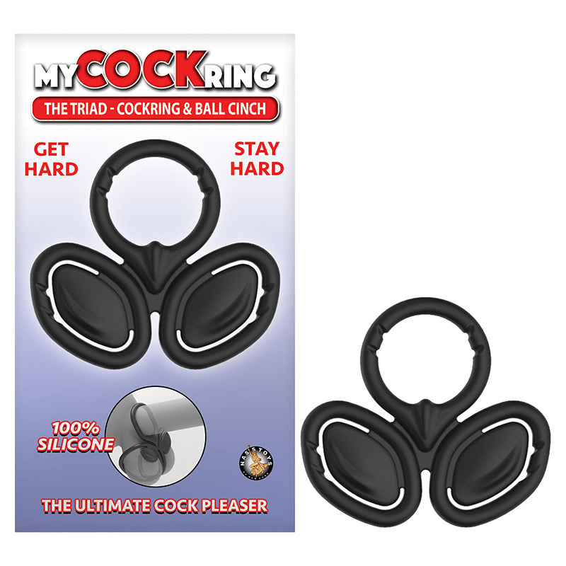 Nasstoys My Cockring The Triad Cockring & Ball Cinch - Black - Silicone