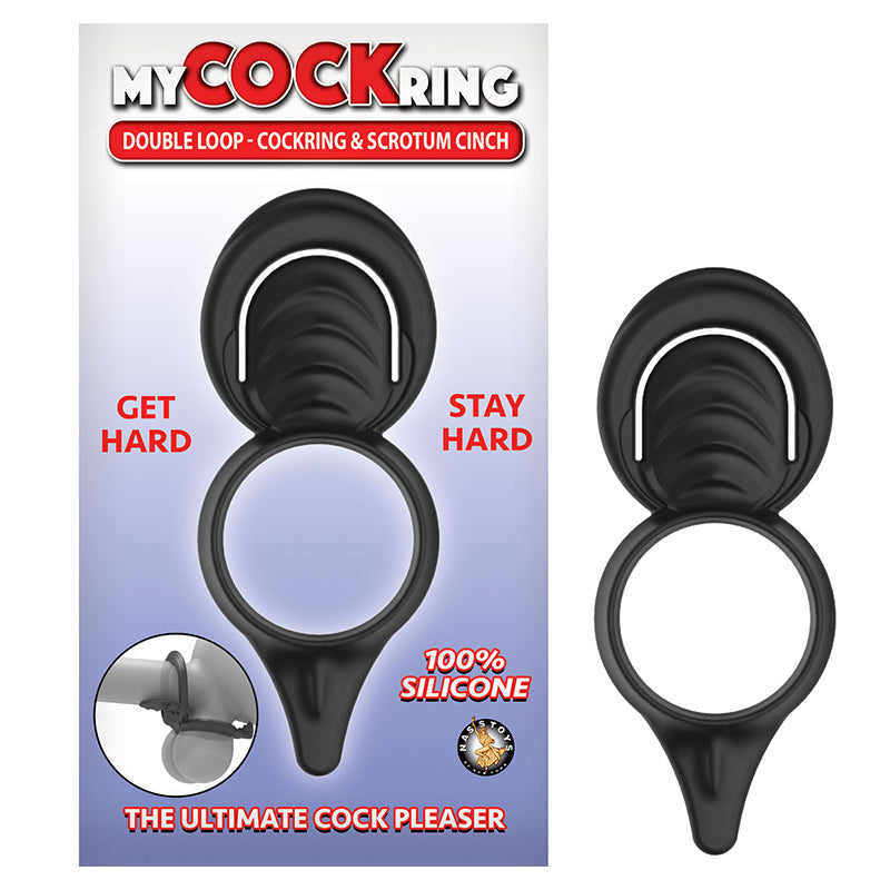 Nasstoys My Cockring Double Loop Cockring & Scrotum Cinch – Black