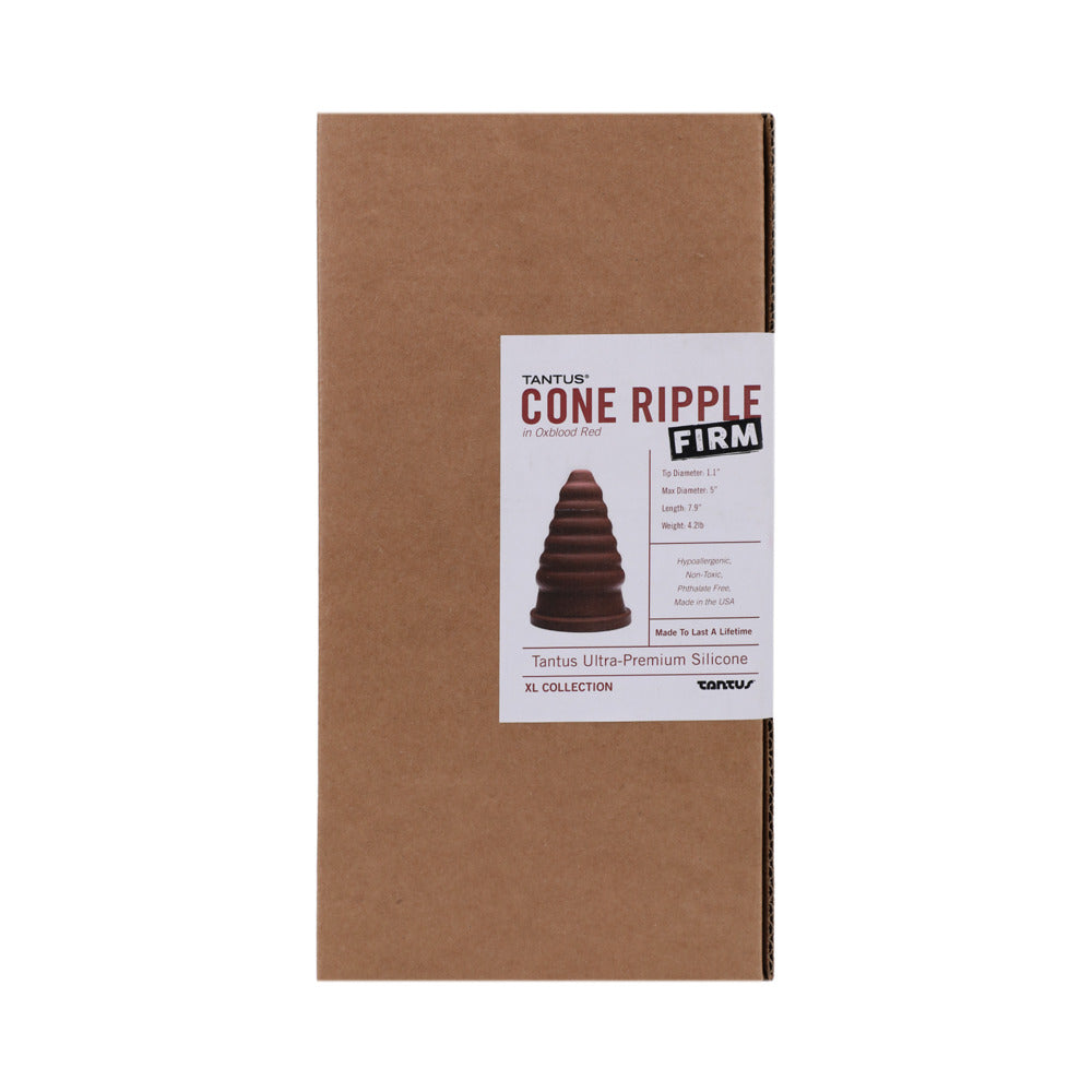 Tantus Cone Ripple Firm Dildo – Advanced Stretch with Ripple Texture – Garnet