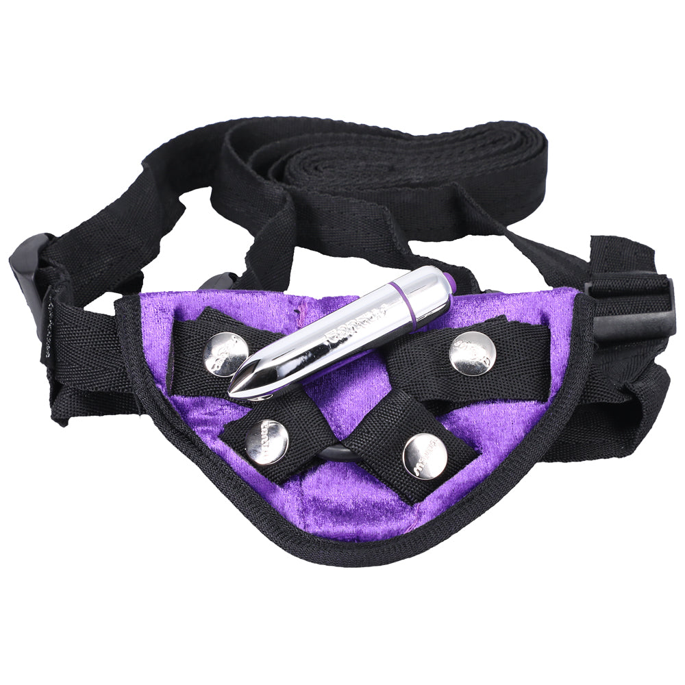 Tantus Velvet Vibrating Harness Strap-On – Lilac