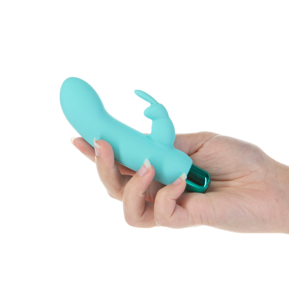 PowerBullet Alice's Bunny Rechargeable Bullet Vibrator with Silicone Rabbit Sleeve - Teal