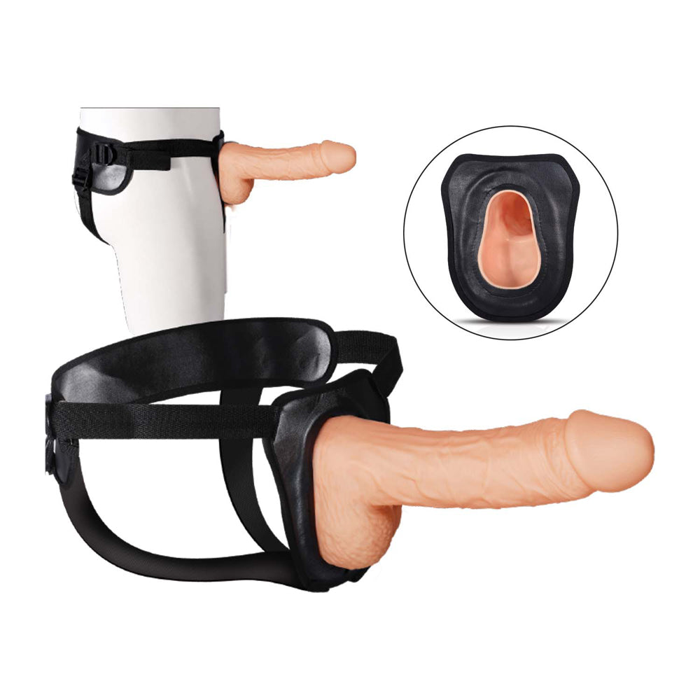 Nasstoys Erection Assistant Hollow Strap-On 8.5 in. White – Adjustable Harness with Realistic Dildo