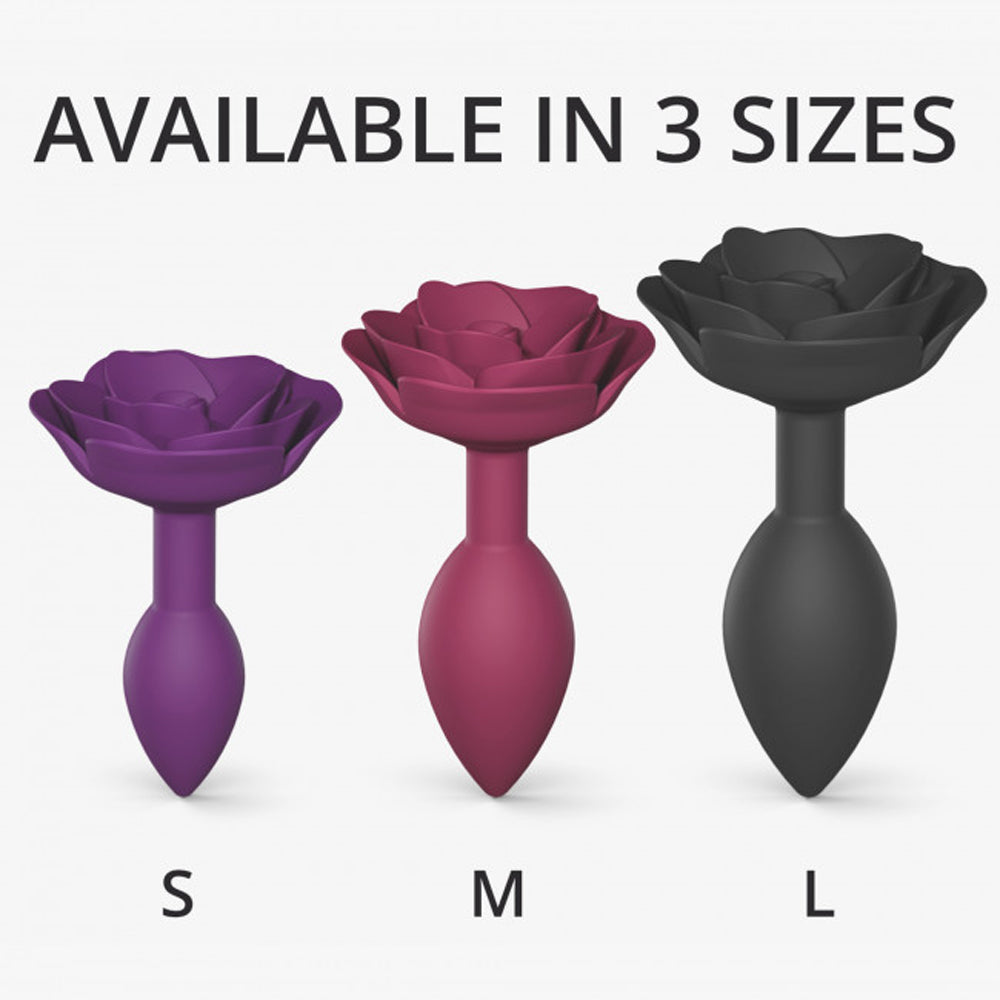Love to Love Open Roses Silicone Anal Plug – Purple – Small