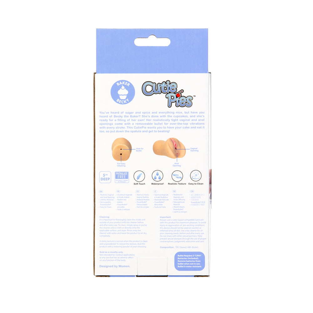 CutiePies Baker Becky Dual Entry Stroker with Vibrating Bullet – Beige