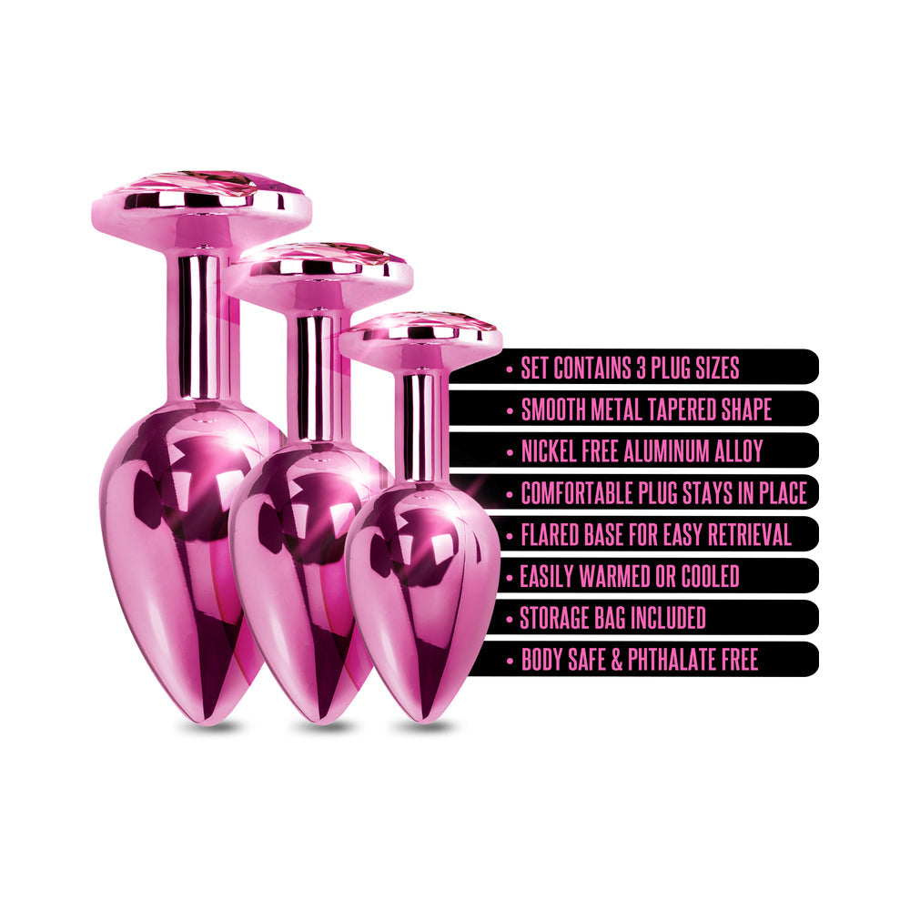 Nixie Metal Butt Plug Trainer Set 3-Piece – Pink Metallic