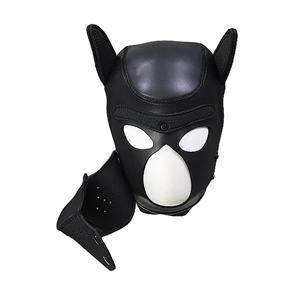 Ouch! Puppy Play Neoprene Puppy Hood with Detachable Muzzle – Black