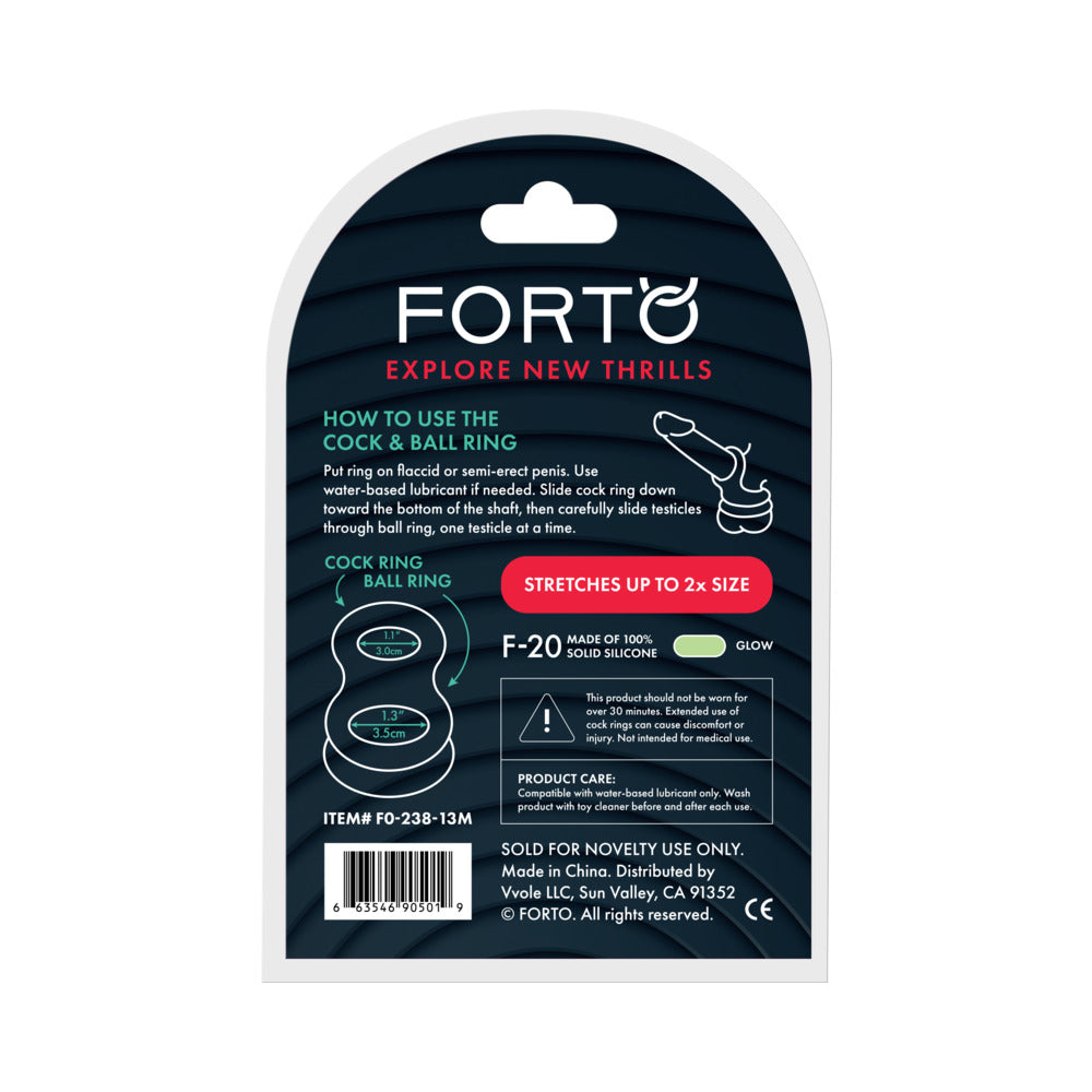 Forto F-20 Liquid Silicone Cockring & Ball Stretcher – Green – Medium Size