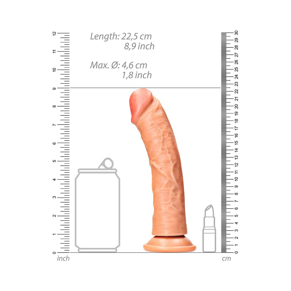 RealRock Realistic 8 in. Curved Dildo with Suction Cup – Tan